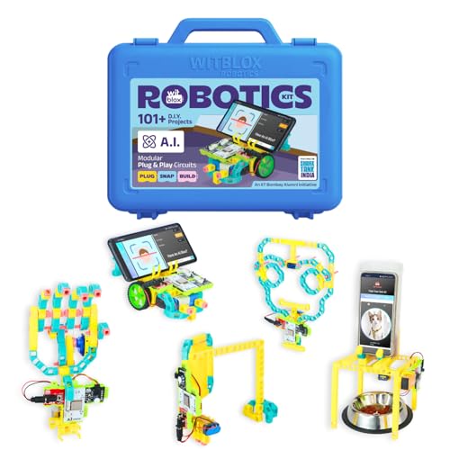 Image of WitBlox AI Artificial Intelligence Robotic Science Kit for 101+ Project 174 Part 8 Yrs+, Interlocking Bricks, Electronic Sensor & Circuits to create Logic 2 Free Live Classes Gift Toy for Boys & Girls