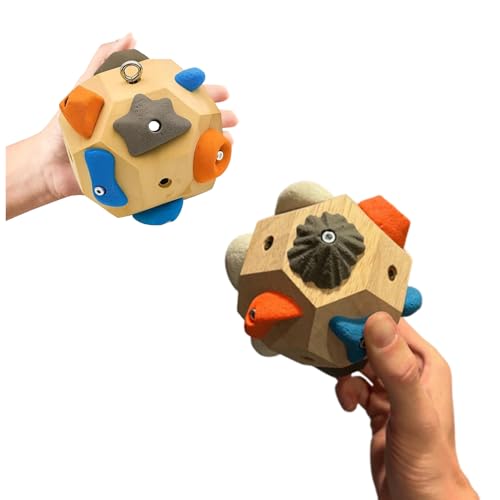 Handgefertigter 3D-Boulder-Block mit 12 Harzhaltern – Holz-Fingergriff-Trainer mit Canvas-Tasche & Bonus-Schlüsselanhänger – tragbares Kletter-Trainingswerkzeug & Geschenk für Kletterer (2 Stück)