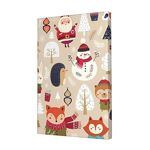 Toile animaux et bonhomme de neige sans cadre 30x45 cm pour deco de salon