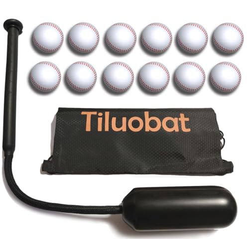 Tiluobat Baseball Hitting Trainer Set - Included 12 White Training Balls Train Batting Skills with Centrifugal Force & Rope Baseball Swing bat