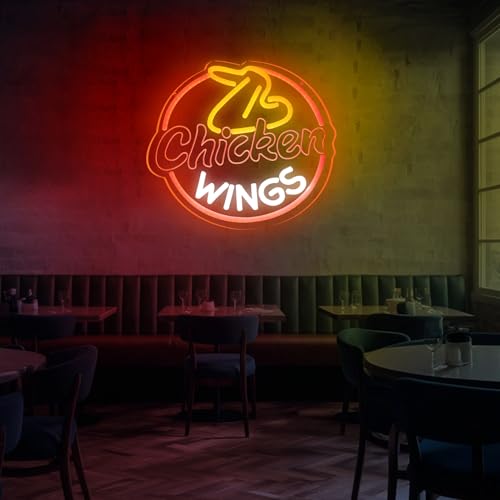Image of Chicken Wings Neon Sign Fried Chicken Wings Led Sign Wings Led Light Restaurant Light Canteen Fast Food Decor