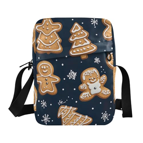 Crossbody Bag Cute Christmas Gingerbread Man Messenger Bag for Women Men Purse Shoulder Bag Satchel Bag with Adjustable Strap 202b6549