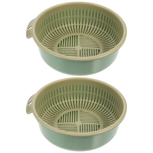 CIYODO 2個 キッチン用二段式水切りバスケット 食品グレードプラスチック製 フルーツと野菜の排水に 丸型離可能デザイン 家 飲食店対応