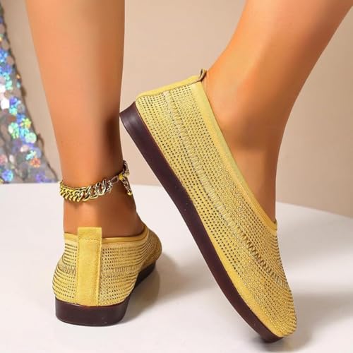 Women's Casual Breathable Soft-Soled Walking Shoes,Women's Elegant Sparkly Rhinestone Ballet Flats, Slip-On Comfortable Orthopedic Walking Shoe4
