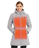 Venustas Women‘s Long Heated Jacket with Battery Pack, 100% Recycled Electric Heated Puffer Winter Coats with Hood