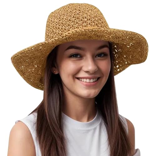 Lanzom Womens Ladies Straw Hat Wide Brim Beach Sun Cap