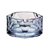 ZENY896V Cenicero Cenicero de Cristal, for Sala Estar, hogar, decoración Hotel, cenicero Transparente geométrico Hexagonal Ceniceros para el hogar(Blue)