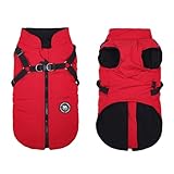 Norbi Dog Winter Jacket with Built-in Harness, Waterproof Windproof Cold Weather Coat for Small Medium Large Dogs, Warm Puffer Vest for Small Dogs Like Chihuahua, Dachshund, Yorkie(Red, M)