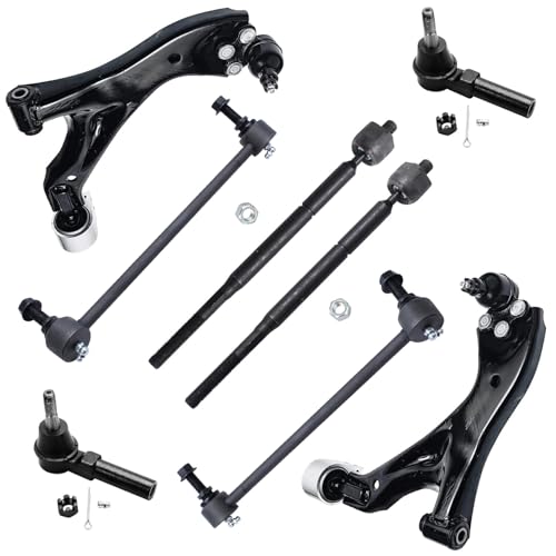 Image of Detroit Axle - 8pc Front Suspension Kit for 2005-2007 Chevrolet Equinox, 2006-2007 Pontiac Torrent, 2 Lower Control Arms w /Ball Joints, 4 Inner & Outer Tie Rods, 2 Sway Bar Links Replacement
