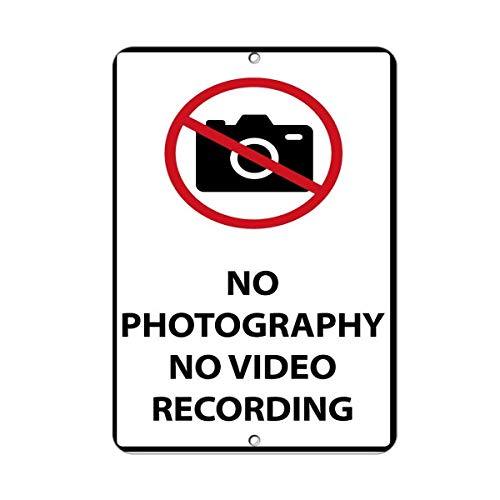 Warning Sign No Photography No Video Recording Security Sign Business Sign 12X8 Inches Aluminum Metal Tin Sign
