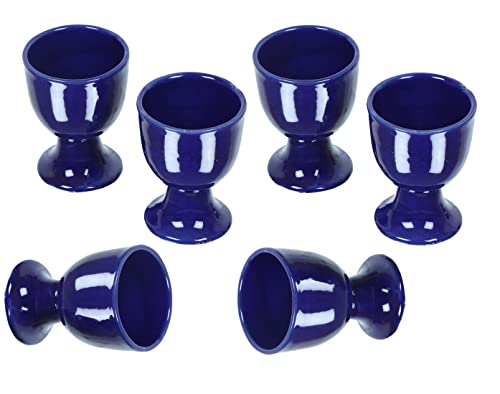 Soft Boiled Egg Holder | Ceramic Egg Cup Set | Ceramic Egg Holder Pottery Housewarming Gift Set Of 2 (Blue) #TOP4