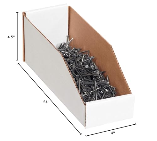 Image of Box USA BBINMT424 Open Top Bin Boxes, 4 inch x 24 inch x 4 1 /2 inch, Oyster White (Pack of 50)
