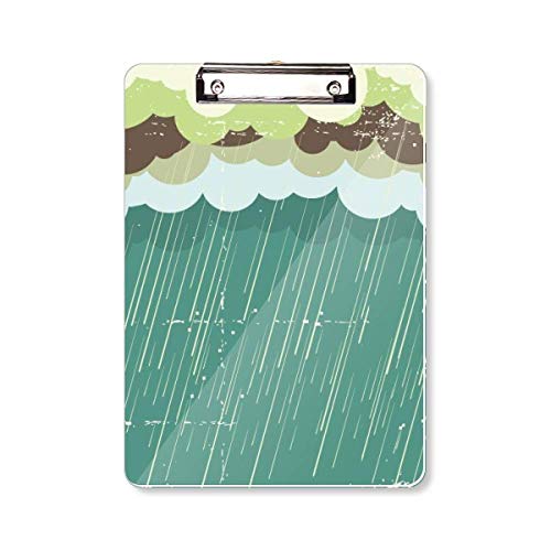 Planchette à pince A4 rigide porte-bloc à motif nuage de pluie pour bureau et dessin