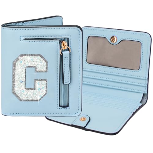 Image of Birthday Gifts for Teen Girl Kids Wallet Girl Wallets Small Initial Rfid Wallet Teen Girls Gift Preppy Stuff for Girls Blue C