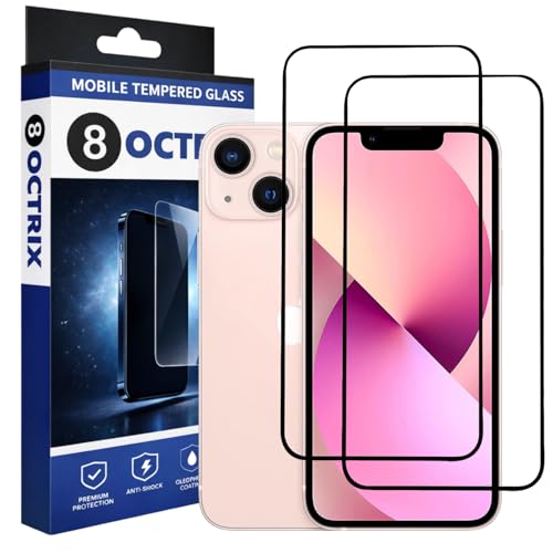 Image of Military-Grade Tempered Glass Screen Protector Compatible for iPhone 13 Mini with Edge to Edge Coverage - Case Friendly, Anti-Scratch & Bubble-Free Installation Kit (Pack Of 2)