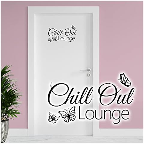 Decorative Sticker Chill Out Lounge 26.5 x 16.5 cm for Teenager's Room Bedroom Children's Room Door Sticker Wall Sticker Self-Adhesive Y072 (Black) Cover
