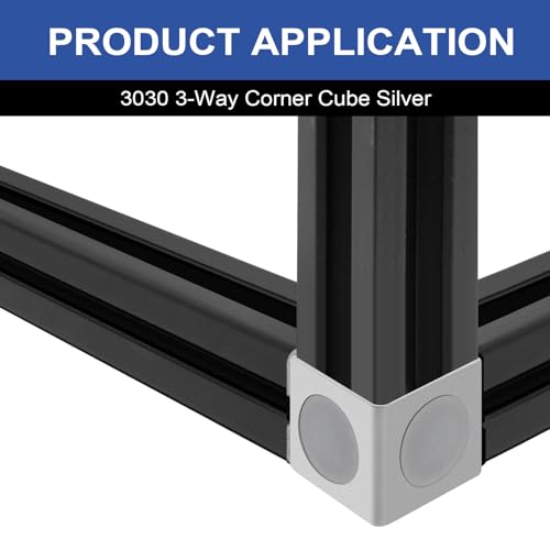 Image of 12pcs 3030 3-Way Corner Cube 3030 Extrusion Hardware T-Slot V-Slot Accessories with Screws and Nuts for 3030 Aluminum Extrusion Connector 3D Printer Accessories Silver