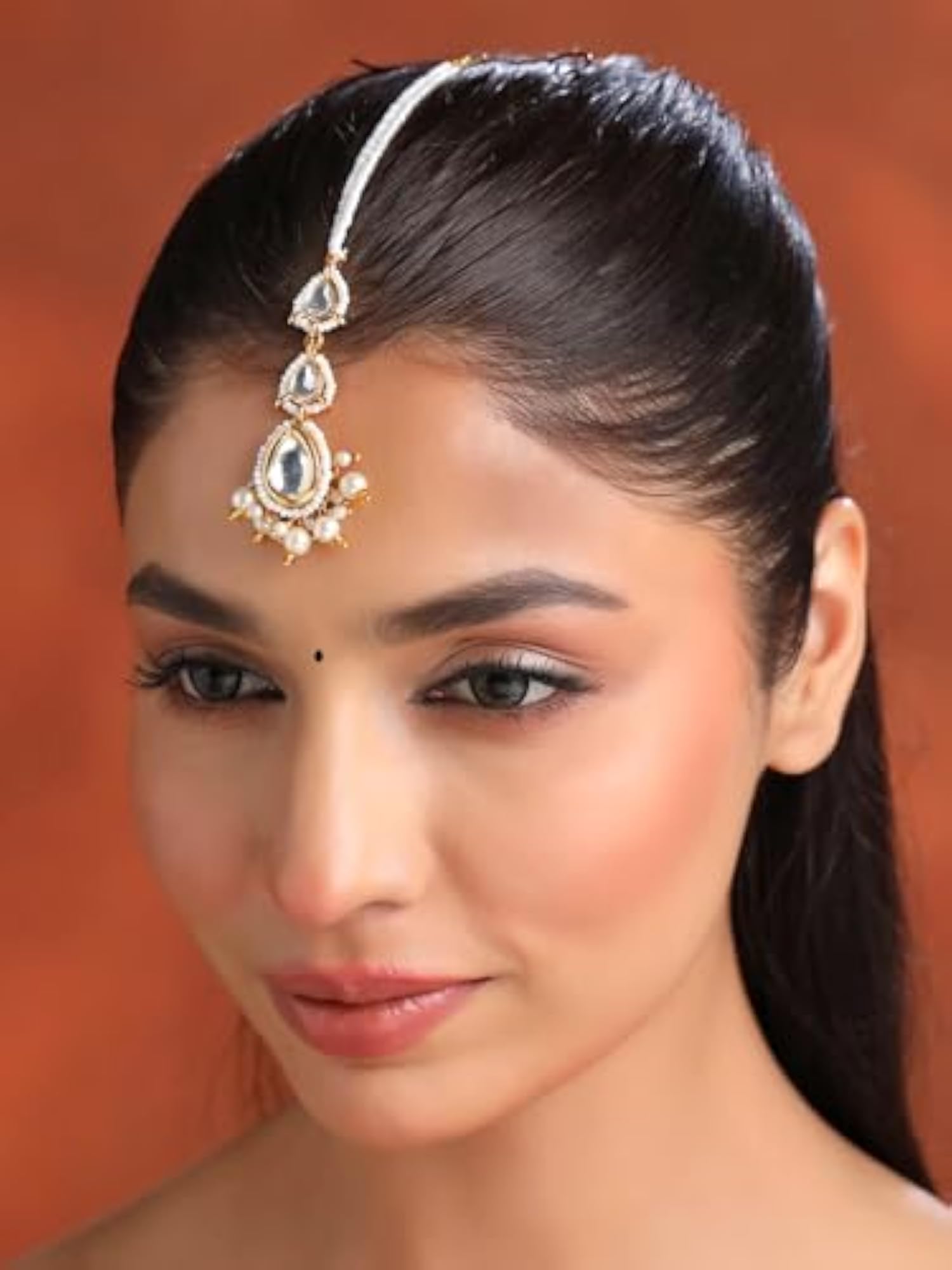 Traditional Gold Plated Kundan Maang Tikka for Women