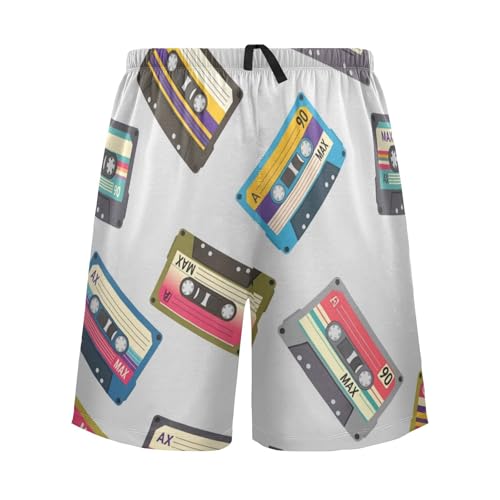 J JOYSAY Vintage Music Tape Gray Pajama Shorts Mens Lounge Sleep Shorts Super Soft Men Pajama Bottoms2