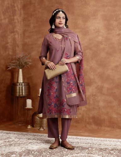 Image of Amazon Brand - Myx Women's Jaquard Embroidered Kurta Set With Dupatta | Salwar Suit Set (Available In Plus Sizes)