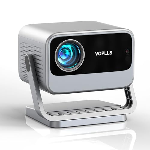 [Netflix Officially & AI Auto Focus] VOPLLS 4K Projector with WiFi and Bluetooth, 3D DoIby Audio & Auto Keystone Video Projector, 600 ANSI Outdoor Movie Projector, 50% Zoom, MAX 300”Display(Grey)