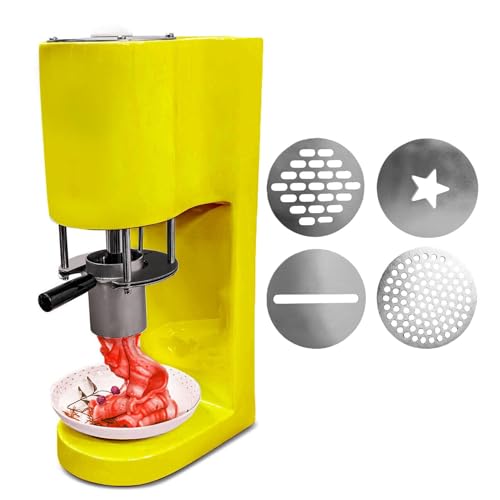 Spaghetti-Eispresse, Automatische Mini-Frucht-Softeismaschine FüR Zuhause, KüChe, 0,42-L-EdelstahlbehäLter, 4 Nudelformen, Einfache Bedienung FüR Eisdielen Und Dessertbars,Yellow