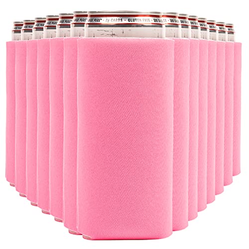 White Claw Seltzer & Slim Beer Cooler Sleeves (14-Pack) - Soft Insulated Slim Can Koolies for Tall Cans (Pink)