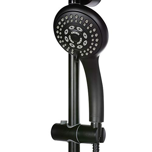 Pulse Showerspas 1011-Lll-Mb Kauai Iii Shower System, With 8" Rain Showerhead, 5-Function Hand Shower, Adjustable Slide Bar And Soap Dish, Matte Black Finish #TOP2