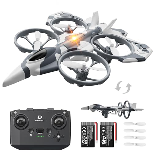 DEERC HT15 Dual-Mode RC Drone for Kids, Air & Land Mini Drone Helicopter Toy, Under 100g No License Needed, with 2 Batteries 14 Mins Flight Time, Altitude Hold, Headless Mode, 3 Speed Levels, 360° Flip, Indoor/Outdoor Beginner Gift