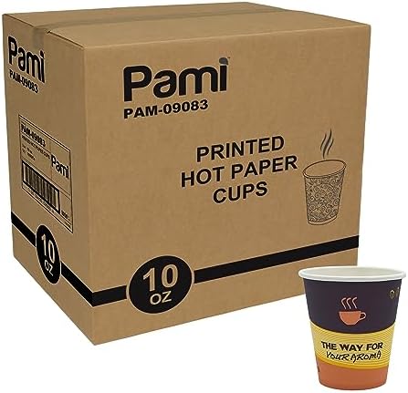PAMI Hot Coffee Paper Cups -Disposable Take-Away Coffee Cups For Hot Drinks- Single-Use Paper Glasses For Espresso, Hot Chocolate, Tea- Cute To-Go Hot Beverage Drinking Cups (1000, 10oz) PAMI Hot Coffee Paper Cups -Disposable Take-Away Coffee Cups For Hot Drinks- Single-Use Paper Glasses For Espresso, Hot Chocolate, Tea- Cute To-Go Hot Beverage Drinking Cups (1000, 10oz)