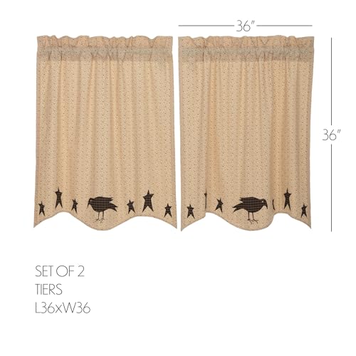 VHC-Brands-Kettle-Grove-Applique-Crow-and-Star-L36xW36-Tier-Set-of-2-Tan VHC Brands Kettle Grove Applique Crow and Star L36xW36 Tier Set of 2 Tan