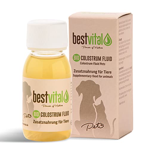 Bio Colostrum Fluid für Hund & Katze [60ml] - Flüssiger Immunbooster stärkt Immunsystem & Vitalität - Ideal für Magen, Darm & bei Allergie - Welpen & Senior - Deutsche Bio-Qualität
