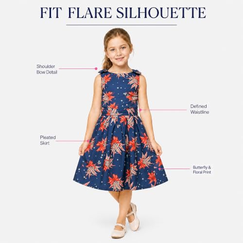 Image of Miss Lavish London Kid Dress for Girls, Shoulder Bow Printed Party Dress, Summer Dress for Girls, Kids Printed Dress for Birthday, Vacation, Wedding & Festival Girls Dresses