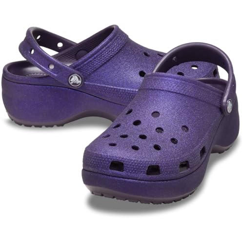 Image of Crocs Women's Classic Platform Glitter Clog, Dark Iris, 7 Women