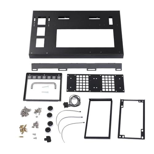 Gabinete abierto para placa madre de computadora DIY, chasis abierto con asa, gabinete Micro ATX C2P de aluminio con panel lateral de vidrio templado miniatura 3