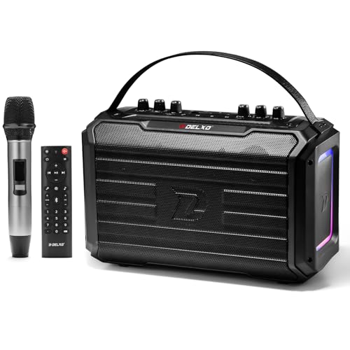 Delxo Professional Bluetooth Karaoke Machine Speaker with Wireless Microphone for Adults, 120W...