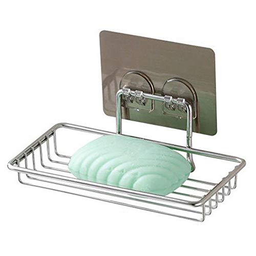 Lubier 1 Pièce Inchant Porte-Savon pour Salle de Bain Douche fixé au Mur Auto-adhésif Libre Aucun Porte-Savon de Forage Saver Plateau-INOX Porte-éponge pour Cuisine Rangement Porte-Savon Boîte