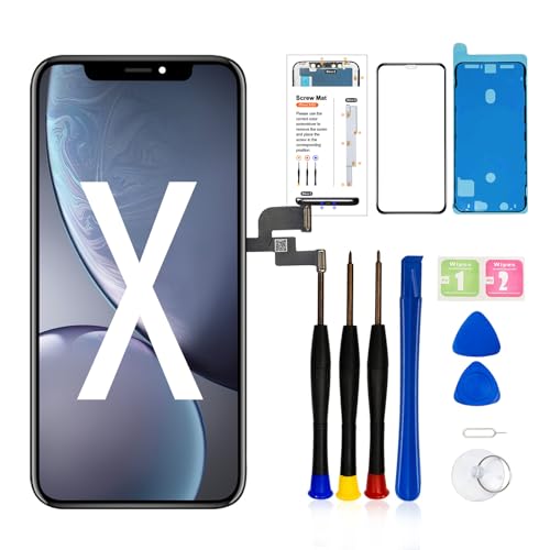 for iPhone X10 Screen Replacement 5.8 inch LCD Display 3D Touch Screen Digitizer Assembly Compatible with iPhone X 10 Screen Replacement Kit (A1865 A1901 A1902) with Repair Tools Kit +Tempered Glass