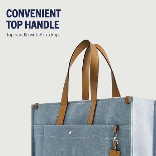 Image of True Religion Women's Large Tote Bag, Stitched Horseshoe Canvas Travel Carryall Shoulder Handbag