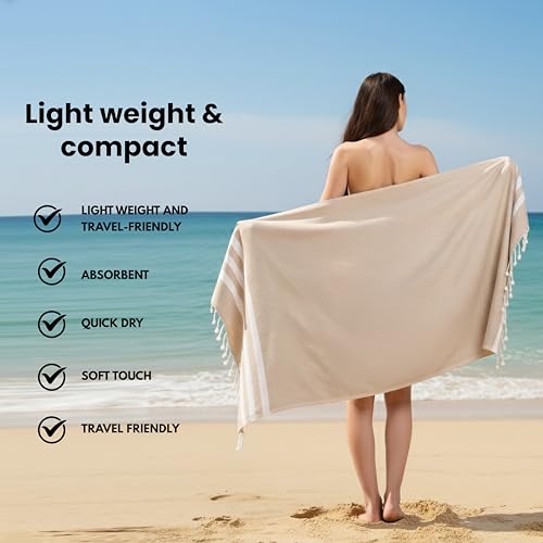 Image of Bamboo Cotton Bath Towels | Ultra Soft Quick Dry Towels for Men & Women | Large Size 75x150 cm | Lightweight Towel Set (Pack of 1, Biscuit)