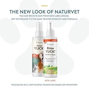 NaturVet Bitter Yuck! No Chew Spray for Dogs, Cats, and Horses Pet Training Spray, Liquid, Made in The USA, 8 Ounce
