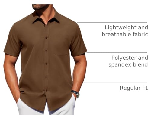 Image of Alimens & Gentle Men's Short Sleeve Dress Shirts Wrinkle Free Untucked Casual Button Down Shirt