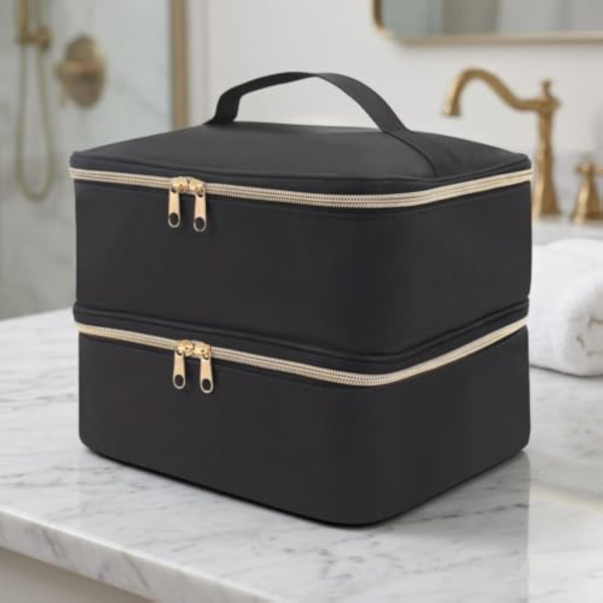 Double-Layer Nail Polish Organizer with Manicure Tools