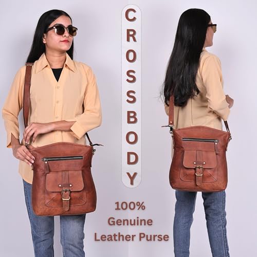Women’s Genuine Leather Crossbody Bag – Large, 13″ Tablet Friendly Travel Purse2