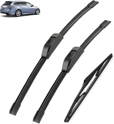 michengxxx Wiper Blade Set for Mazda 6 Wagon GH1 2007-2011 2012 2008 2009 2010, Aerodynamic All-Climate Front and Rear Windshield Replacement