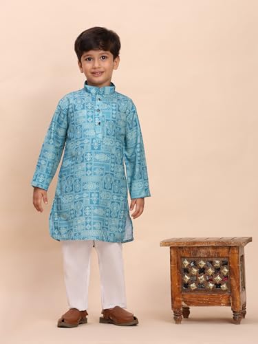 Image of Pro-Ethic Style Developer Boys Heavy Cotton Printed Kurta and Pajama Set for Kid's Ethnic Wear (S-280)