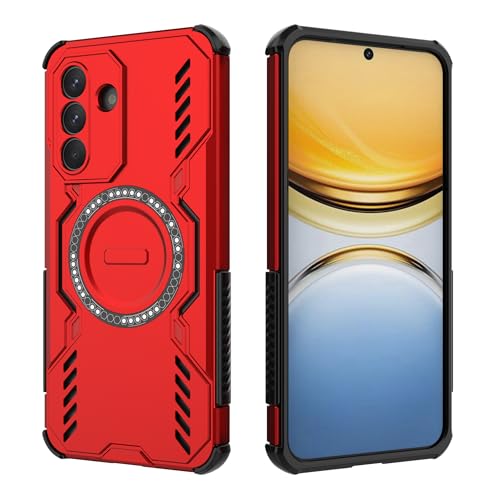 �X�}�z�P�[�X �Ή��@�� for Samsung Galaxy A37 ���C�����X�[�d�Ή� [PC+TPU] 2-in-1 �ϗ����E�ی�@�\�t���}�O�l�b�g���X�}�z�P�[�X Red