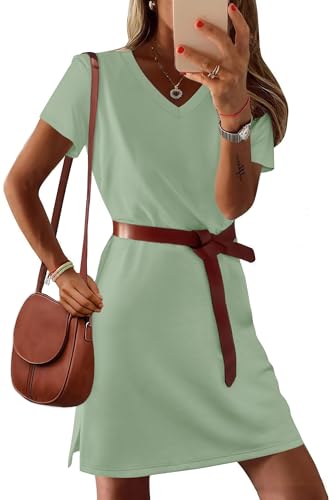 Image of RUMIA Summer Dresses for Women 2026 V-Neck Casual Sundresses T-Shirt Dress