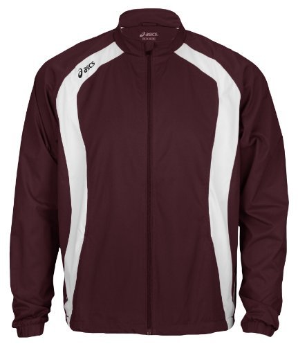 ASICS Jr. Caldera Youth Warm Up Jacket (Large, Maroon/White)