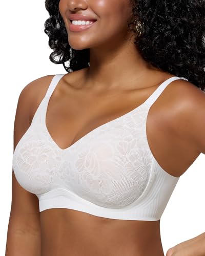 HORISUN Lace Jelly Bras for Women No Underwire Seamless Wireless Bra | Plunge, Push up, Full coverage, Support and lift, Comfortable, Soft, No Show, Everyday Essentials Tshirt Bras
